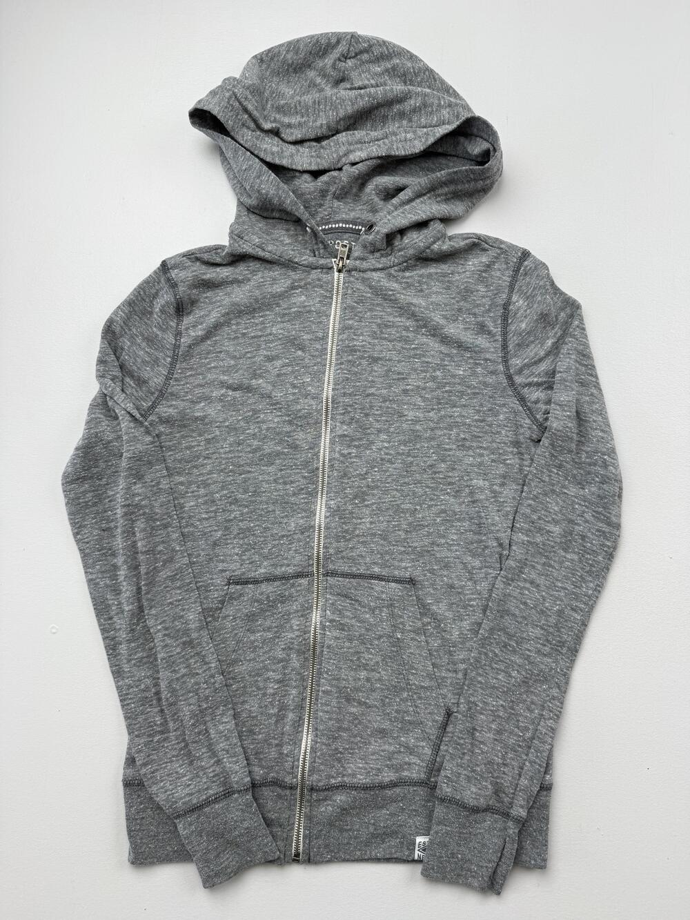 Aeropostale Hoodie Sweatshirt Teen Small Gray Full Zip Lightweight Jersey Y2K